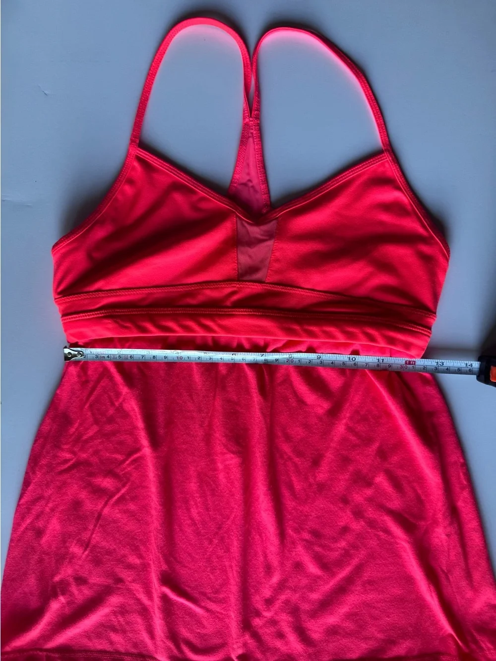 Alo Yoga Neon Pink Coral Strappy Tank Top Built in Bra
